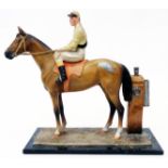 An Austrian cold painted spelter table perpetual match lighter in the form of a jockey riding a