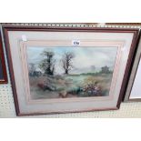 Desmond Johnson: a framed watercolour entitled Old Meadow - signed and with label verso