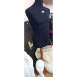 A mannequin torso on wooden base - sold with a polystyrene display head