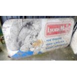 A large vintage printed aluminium Lyon's Maid ice cream sign