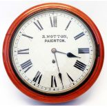 A Victorian stained mixed wood cased dial wall timepiece, the 11 1/2" painted dial marked for S.