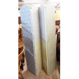 A vintage upholstered four fold dressing screen