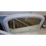 A 36" dome topped overmantel mirror with later white painted finish