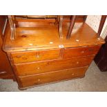 A 3' 3" Victorian stained pine chest of two short and two long graduated drawers - handles and