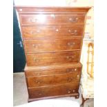 A 3' 4" 19th Century oak and herring bone strung chest on chest with moulded top and four long