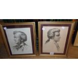 A pair of gilt framed portrait etchings comprising Richard Wagner and Haydn - both indistinctly