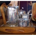 A Picquot ware tea set and tray