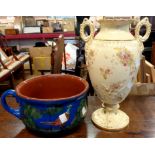 A Hele Cross pottery chamber pot - sold with a Crown Devon style vase