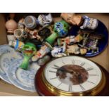 A box containing a small quantity of assorted ceramics, pewter miniatures, etc.