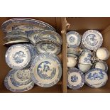 Four boxes containing an extensive collection of Wood's Yuan pattern tea and dinner ware including