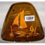 A Poole Pottery Aegean pattern arrow head dish depicting sailing vessels