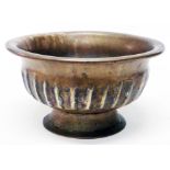 An antique bronze Tibetan Tsampa footed bowl