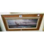 R. Hard: a framed oil on board, depicting various sailing and other vessels on menacing seas -