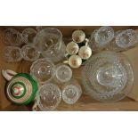 A quantity of cut glass drinking vessels, etc. - sold with a part coffee set - various condition