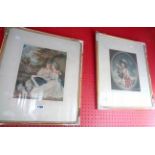 Two antique coloured prints of Georgian ladies - both signed in pencil to the margin and bearing