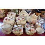 An extensive Crown Staffordshire England's Bouquet twelve place tea and coffee set - one coffee