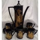 A 1960`s Portmeirion Phoenix pattern part coffee set by John Cutley