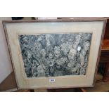 Baker: a framed monochrome print entitled "The semi-anonymous ones" 6/14 and dated 1953