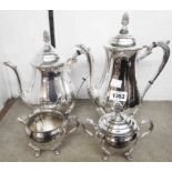 A Viners silver plated ornate four piece coffee set, set on acanthus scroll feet