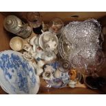 A box containing a quantity of ceramics including crested, etc.