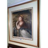 After George Romney: a gilt framed mezzotint of Lady Hamilton - signed in pencil to the margin and