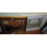 Elizabeth Forbes: a gilt framed coloured print, depicting a school room scene - sold with a framed