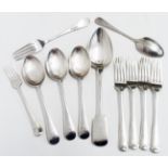 A collection of silver forks and spoons