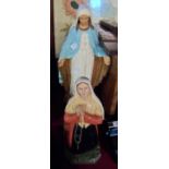 A pair of vintage plaster religious figures