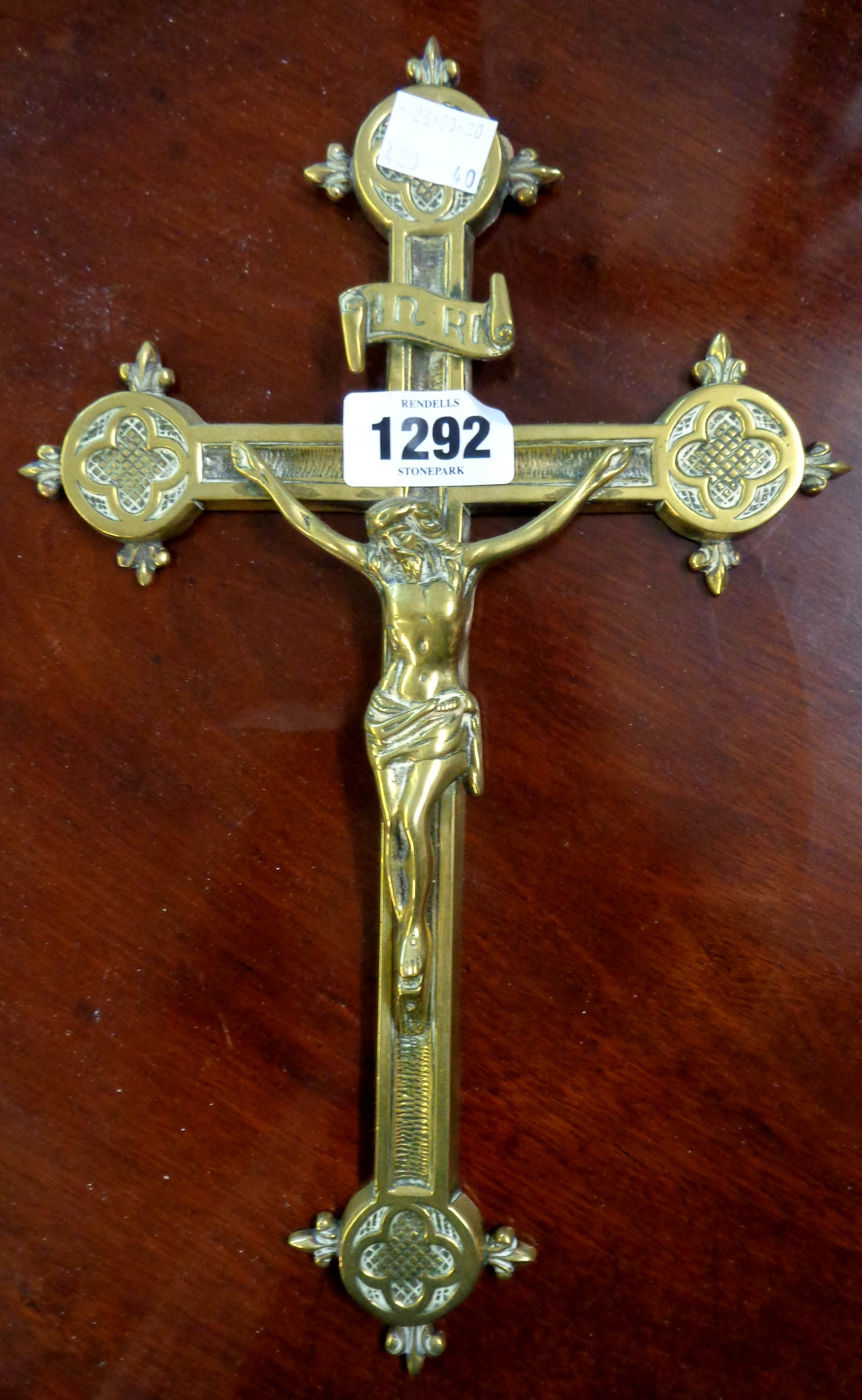 A large old Gothic brass crucifix