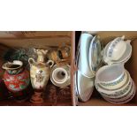 Two boxes containing a quantity of ceramics including retro Phoenix oven to tableware