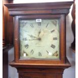 A 19th Century polished oak longcase clock, the 12" painted square dial indistinctly marked for J.