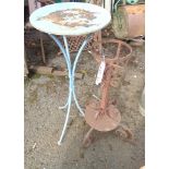 Two wrought metal garden stands