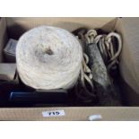 A box of vintage maritime items including lead plumbing