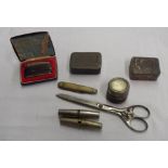 An antimony box, travelling inkwell, Ronson lighter, etc. - various condition