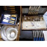 Various cased sets of silver plated cutlery including a canteen and fish knives and forks - sold