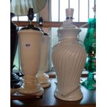 Two pairs of modern china table lamps