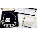 A part suite of handmade Japanese cultured pearl and old polished shell jewellery - sold with a
