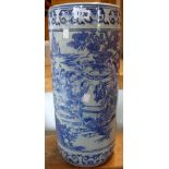 An Oriental blue and white stick stand