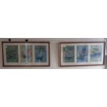 After David Cobb: two frames containing three each vintage P&O menu covers with details verso