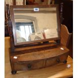 A 19th Century mahogany platform dressing table mirror with oblong plate, turned supports and two