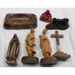 A box of various carved figures, etc.