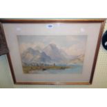 Philip Mitchell RI, NWCS: a gilt framed watercolour depicting a view of Lake Lucerne with figure