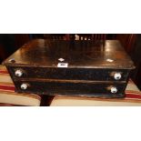 A 21 1/2" Victorian stained pine table-top two drawer unit