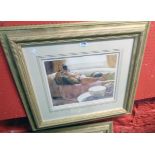 Glynis Barnes-Mellish: a pair of gilt framed limited edition coloured prints, both female nude