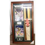 A box framed cricket bat signed by Matthew Hayden to "Charlie", with associated paperwork