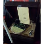 A vintage HMV record player - model 2126 with brochure, etc.