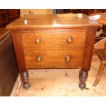 A 19th Century mahogany box commode with dummy drawer fronts, set on turned legs