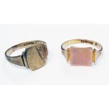 Two 9ct. gold signet rings with blank cartouches