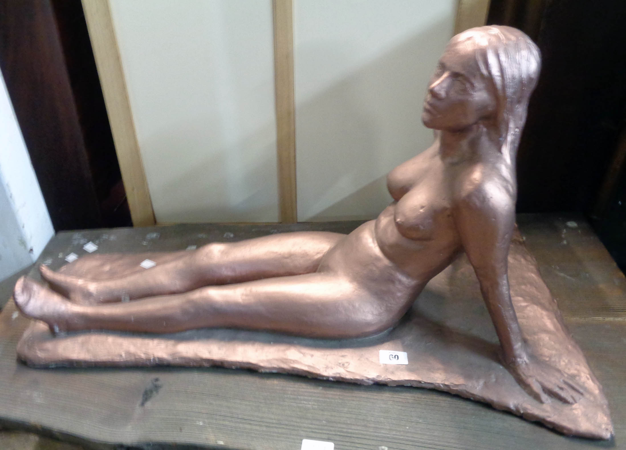 A large bronzed composite sculpture of a nude female figure - Image 2 of 2