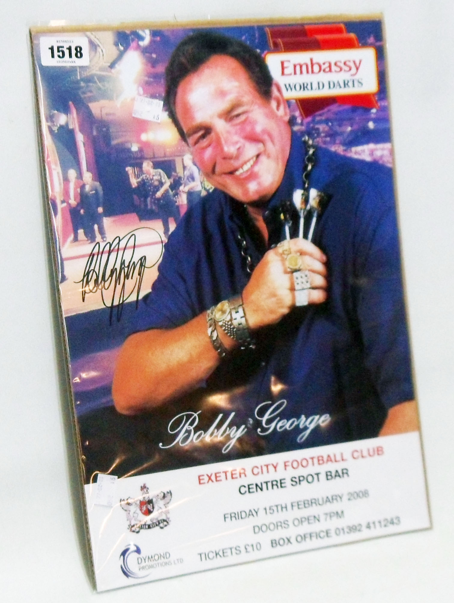 Bobby George: an unframed promotional photograph from 2008 Exeter City Football Club Centre Spot Bar